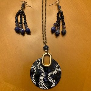 Hand painted matching earrings and necklace set